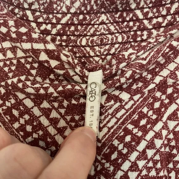 Cato Women's Wide Leg Pants - Burgundy Geometric Ribbed Boho - Picture 5 of 9